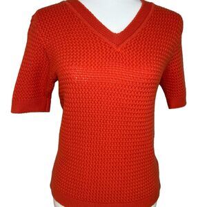 Doncaster Women’s Vintage Knot 100& Cotton Vibrant Orange/Red V-Neck Sweater M